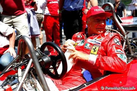 Niki Lauda gets behind the wheel of his 1976 Ferrari