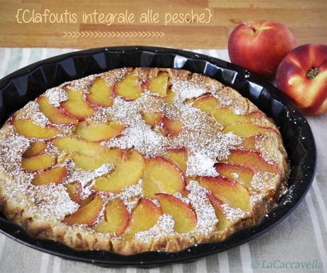 pesche, peach, clafoutis, yogurt, crepes, dolce facile, veloce, ricetta, recipe, frutta, fruit, summer, estate