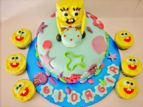 TORTA E CUPCAKES SPONGEBOB