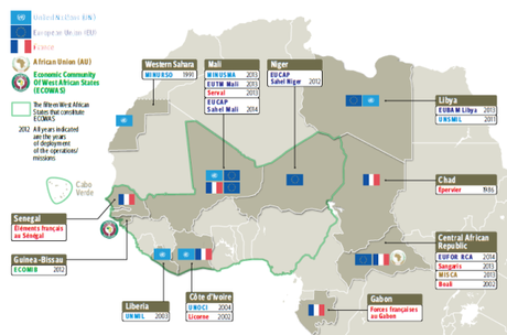 Missioni militari straniere e missioni civili a maggio 2014 - Fonte: EU Institute for Security Studies