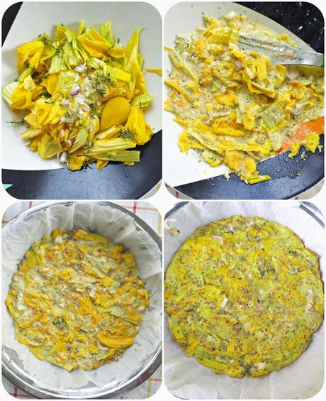 Frittata di fiori di zucca e timo (cottura al forno)