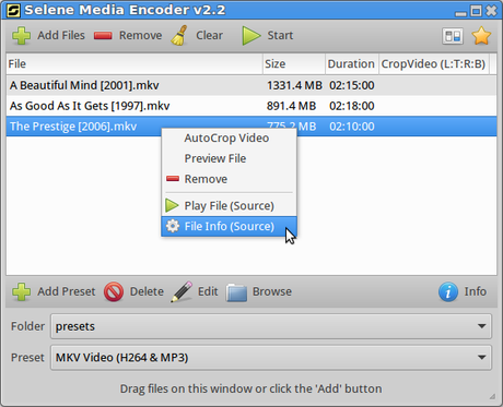 Selene Media Encoder software open source dedicato alla conversione di file audio e video.
