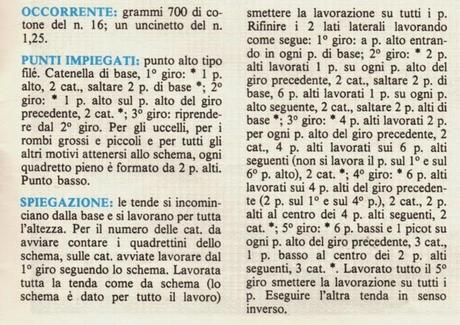 Schema per il filet: Tendine a vetro con uccellini