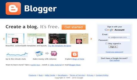 Blogger homepage