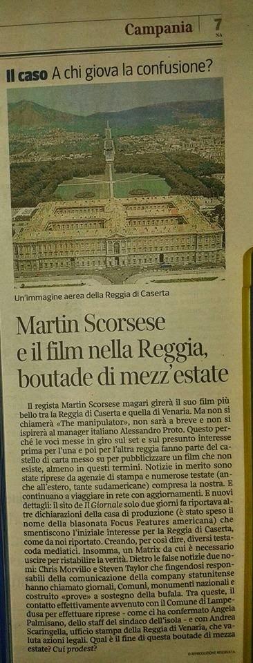 Il Corriere del Mezzogiorno cancella la bufala sulla Reggia di Caserta e Scorsese