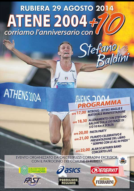 RUBIERA (re). Venerdì 29 agosto con Baldini al decennale della vittoria alla maratona dei Giochi di Atene 2004