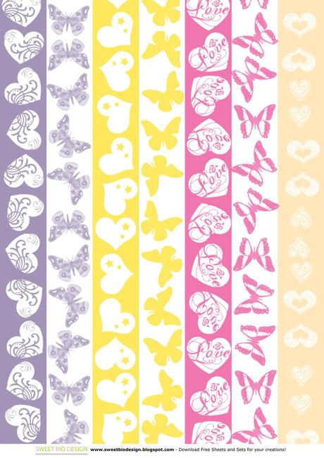 Set di Carte Scrap: SWEET BUTTERFLIES (scrap paper set)