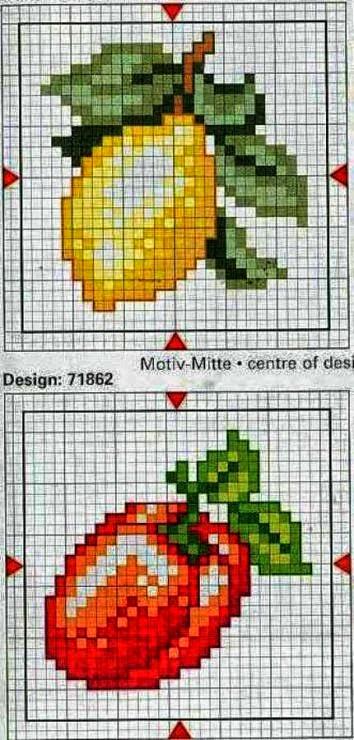 Raccolta di schemi a punto croce- frutta e verdura