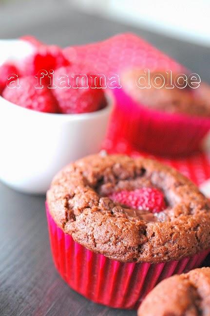 Muffins vegan al cioccolato e lamponi