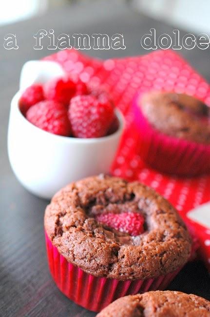 Muffins vegan al cioccolato e lamponi