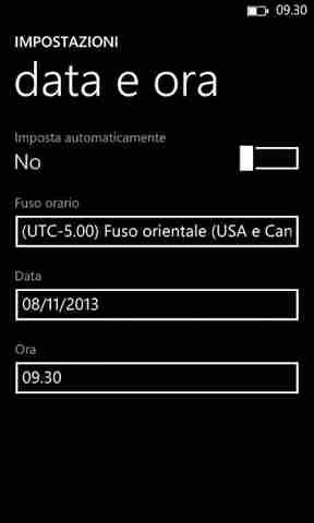 Nokia Lumia 930 Guida come impostare automaticamente data e l'ora nel telefono