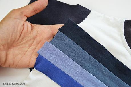 Come coprire un logo sui vestiti con strisce applicate Refashioning Tutorial: How to cover up logos on clothes with applique stripes