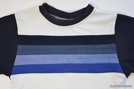 Come coprire un logo sui vestiti con strisce applicate Refashioning Tutorial: How to cover up logos on clothes with applique stripes