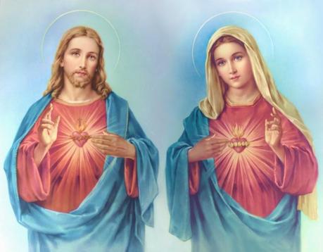 Schemi per il punto croce: Sacri Cuori di Gesù e Maria