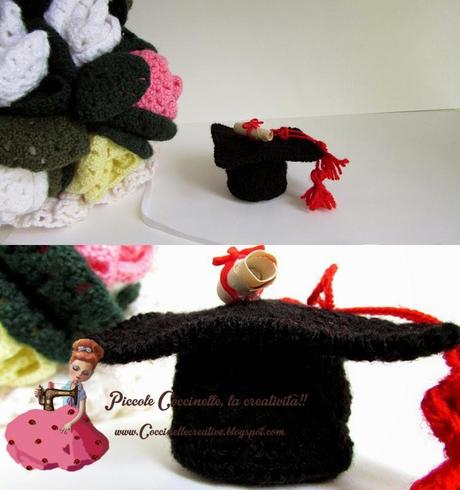 Cappello Laurea per confettata,con sorpresa, realizzato a uncinetto e fimo!!