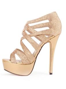 Fashion Golden Stiletto Heel Strappy Sandals