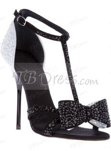 Sexy Black Bow Knot Stiletto Heels Women Sandals