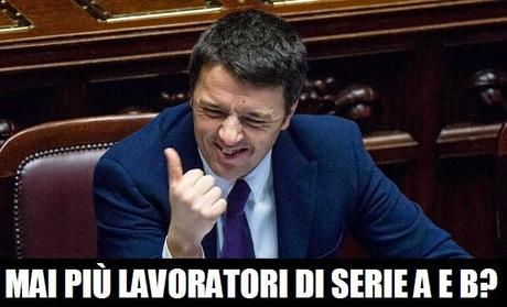 Renzi promette: mai più lavoratori di serie A e B.
