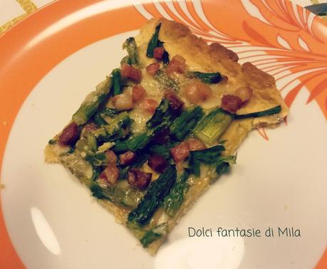 Torta salata con asparagi e pancetta