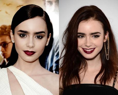 Trend vampy lips: Lily Collins | Rossetti scuri autunno 2014