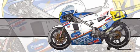 Motorcycle Art - Honda NSR 500 Freddie Spencer 1984-1985 by Evan DeCiren