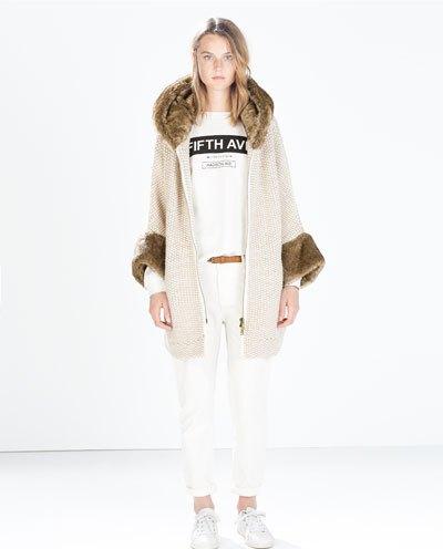 Zara, fw15, maxi maglione con bordo maniche in pelliccia: Lo. Amo. punto.