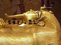 Tut's sarcophagus gleams with gold