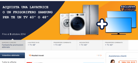 Volantino Promozione abbinate samsung da unieuro Promozione Abbinate Samsung: compra un frigo o una lavatrice da Unieuro fino al 3 ottobre 2014 e riceverai SUBITO in regalo una TV da 40 o 48 pollici Promozione Abbinate Samsung: compra un frigo o una lavatrice da Unieuro fino al 3 ottobre 2014 e riceverai SUBITO in regalo una TV da 40 o 48 pollici