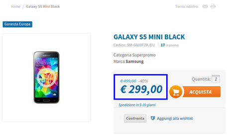 Promozione Samsung Galaxy S5 Mini disponibile a 299 euro