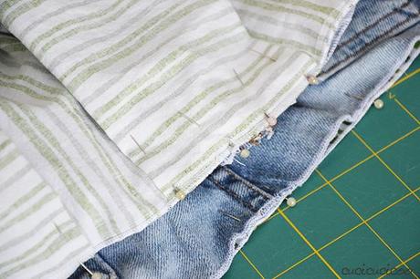 Refashion Tutorial: Make a box pleated skirt from jeans and sheets