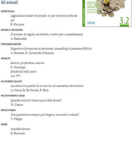 indice di PROSPETTIVE SOCIALI E SANITARIE n. 3.2, settembre 2014 2014-09-30_183708