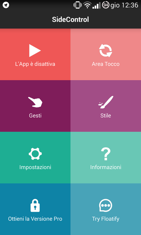 Tutto a portata di swipe con SideControl Menu SlideControl