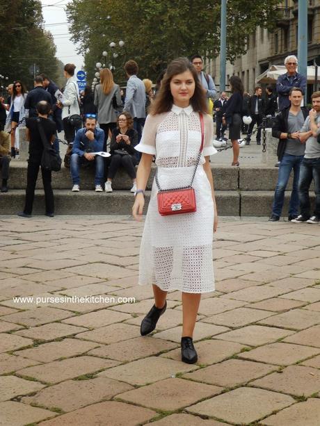 Arco della Pace outside Roberto Cavalli fashionshow / MFW Street style