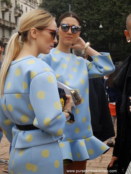 Arco della Pace outside Roberto Cavalli fashionshow / MFW Street style