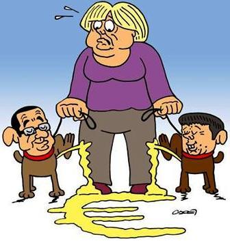 HEADER-VIGNETTA Merkel con al guinzaglio Renzi ed Hollande