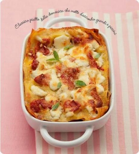 Lasagne con melanzane, ricotta e basilico