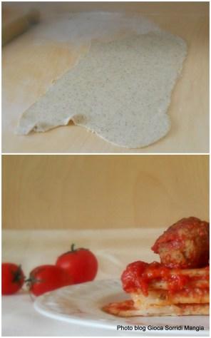 Lasagne di grano saraceno e polpette di vitello al sugo di pomodoro Lasagne di grano saraceno e polpette di vitello al sugo di pomodoro