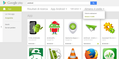 Play Store, Google aggiunge un nuovo filtro di ricerca per stelle play store