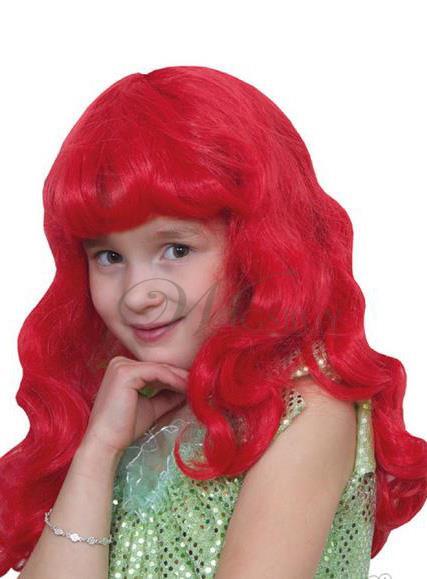 Capelli Cosplay Halloween parrucca Little Mermaid Rosso per bambini e adulti