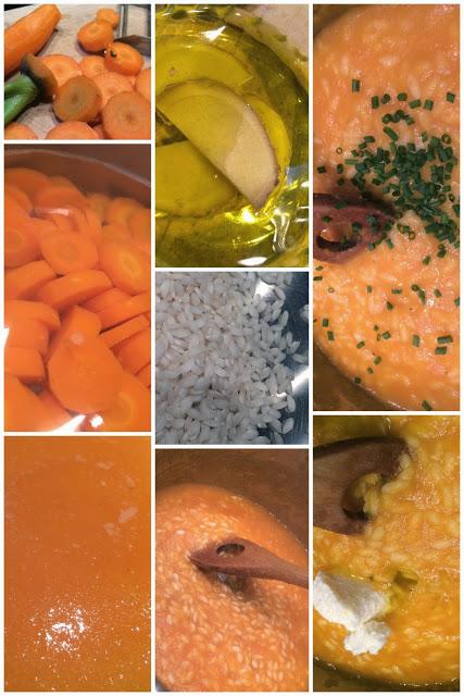 Risotto alle carote con caprino e olio allo zenzero