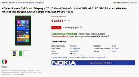 Un Lumia 735 a soli 229 euro da Eprice