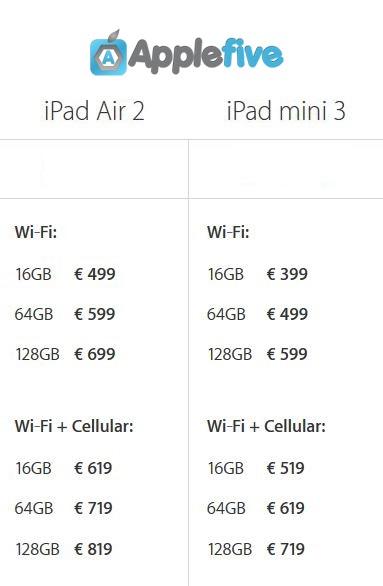 iPad Air 2 e iPad Mini 3 prezzi