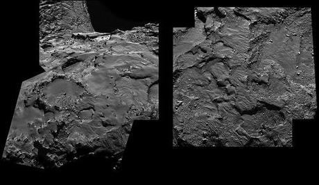 Rosetta landing sites C and J  from 30 km