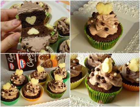 Cupcakes al cioccolato con cuore a sorpresa