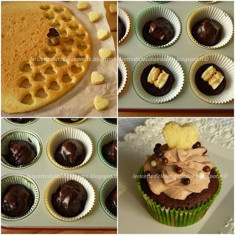 Cupcakes al cioccolato con cuore a sorpresa