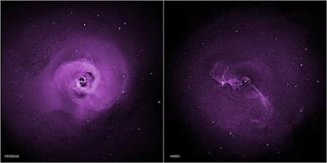 I dati raccolti da Chandra osservando gli ammassi di galassie in Perseo e nella Vergine, suggeriscono che turbolenze interne agli ammassi impediscano ai gas caldi di raffreddarsi, dirimendo una vecchia questione sulle formazioni stellari. Crediti: NASA / CXC / Stanford / Zhuravleva et al.