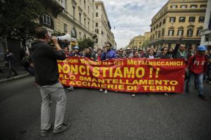 Manifestazione degli operai di Terni, Marcianise e Livorno al Ministero del Lavoro