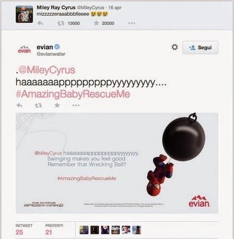 [Must Read]. Evian. Baby Spiderman ti salva su Twitter. Interazione in Real Time.