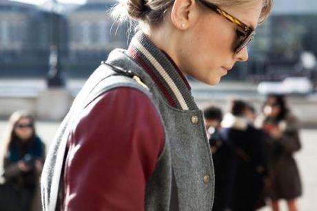 fashion wayfarer- varsity jacket- women's street style london FW