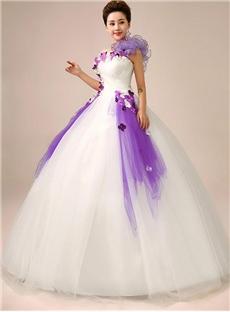 Dramatic A-line One-Shoulder Flowers Floor-Length Quinceanera Dress & colorful Quinceanera Dresses